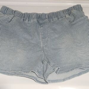 Altar'd State Blue Striped High Waist Shorts